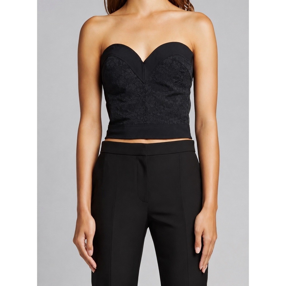 NWT Chiara Boni La Petite Robe Tiana Lace Bustier Top Black  10 Sweetheart Italy